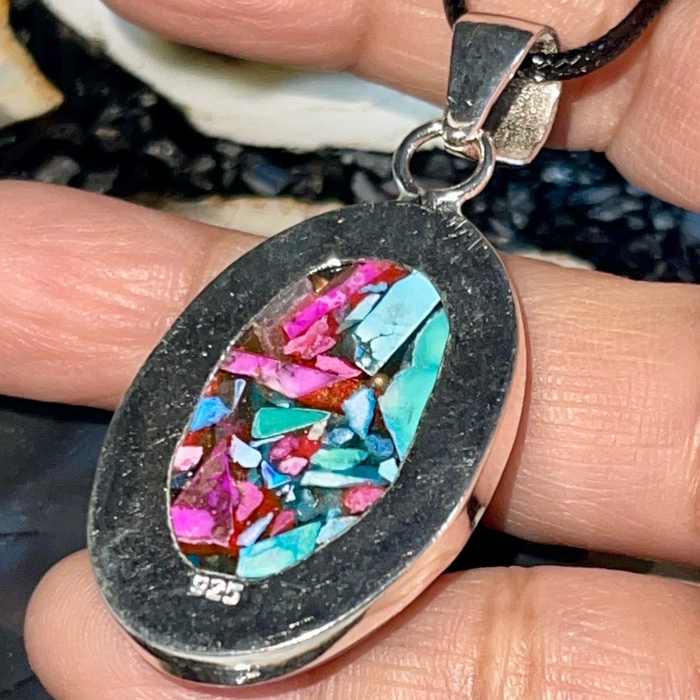 Brecciated Spiny Turquoise in Copper Pendant 2” - Picture 15 of 16